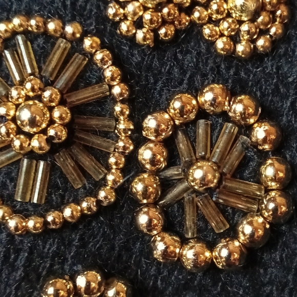 Vintage Cezanne silk angora lambswool soft beaded black gold M - Picture 2 of 9